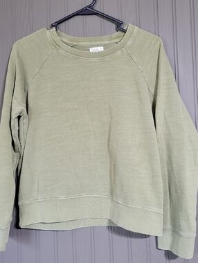 J Crew Vintage Fleece Crewneck Sweatshirt Pullover Cotton Green Women's Small